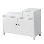 Shoe Storage Bench with PU Cushion and Movable Drawer
