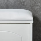 Shoe Storage Bench with PU Cushion and Movable Drawer