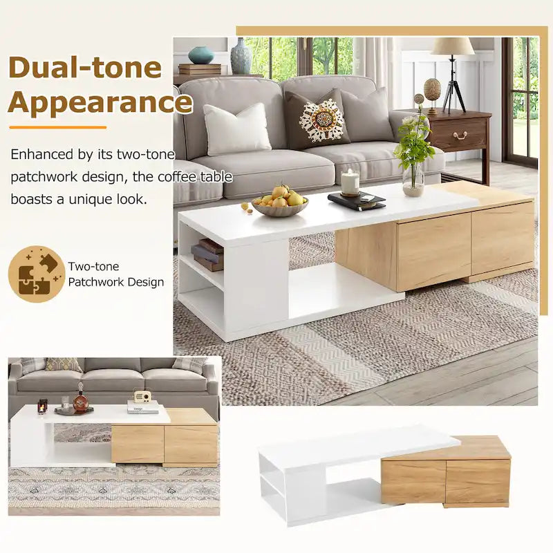 Multi-functional Hidden Storage Coffee Table with 2 Drawers