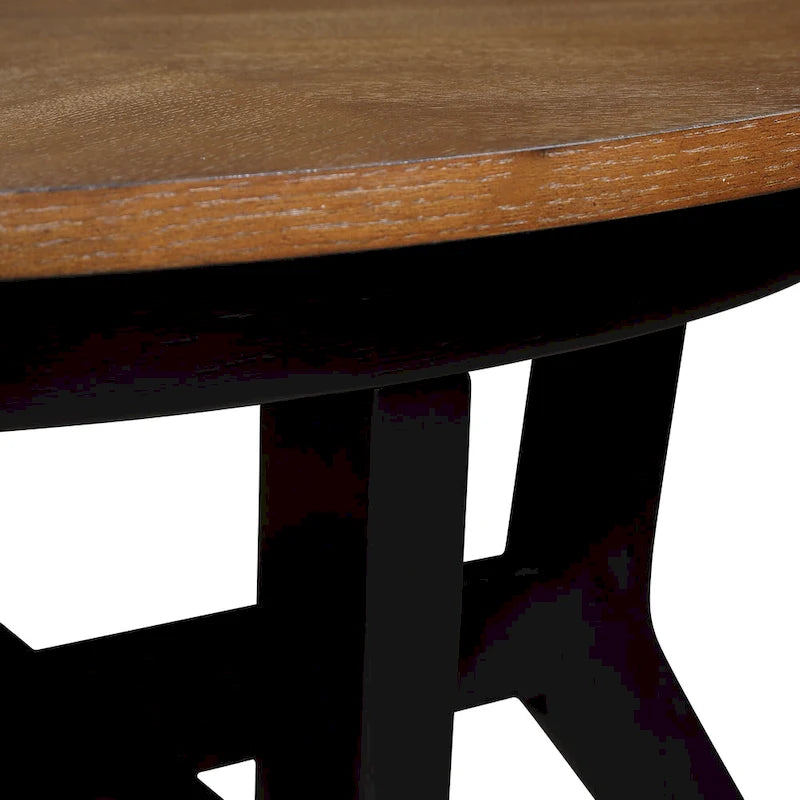 Farmhouse Wood Round Coffee Table with 4 Soild Wood Legs