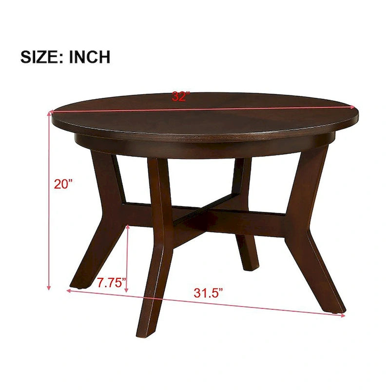 Farmhouse Wood Round Coffee Table with 4 Soild Wood Legs