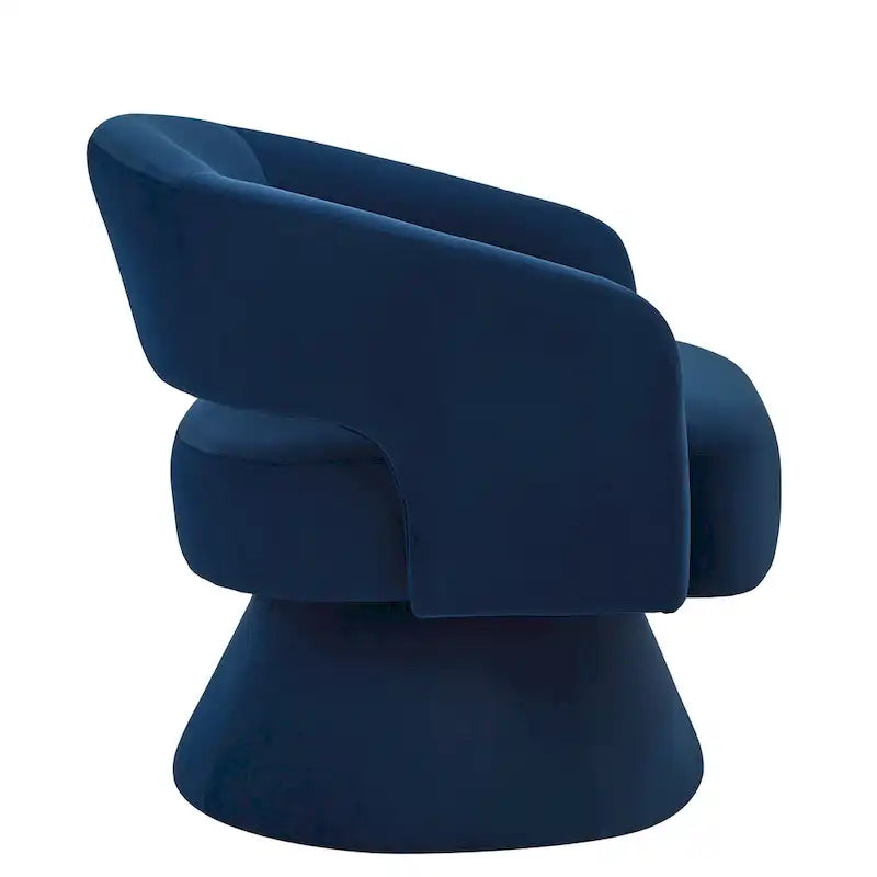 Modern Swivel Barrel Chair, Upholstered Velvet Round Accent Chairs,360 Degree Comfy Swivel Chair with Open Backrest