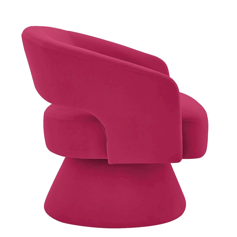 Modern Swivel Barrel Chair, Upholstered Velvet Round Accent Chairs,360 Degree Comfy Swivel Chair with Open Backrest