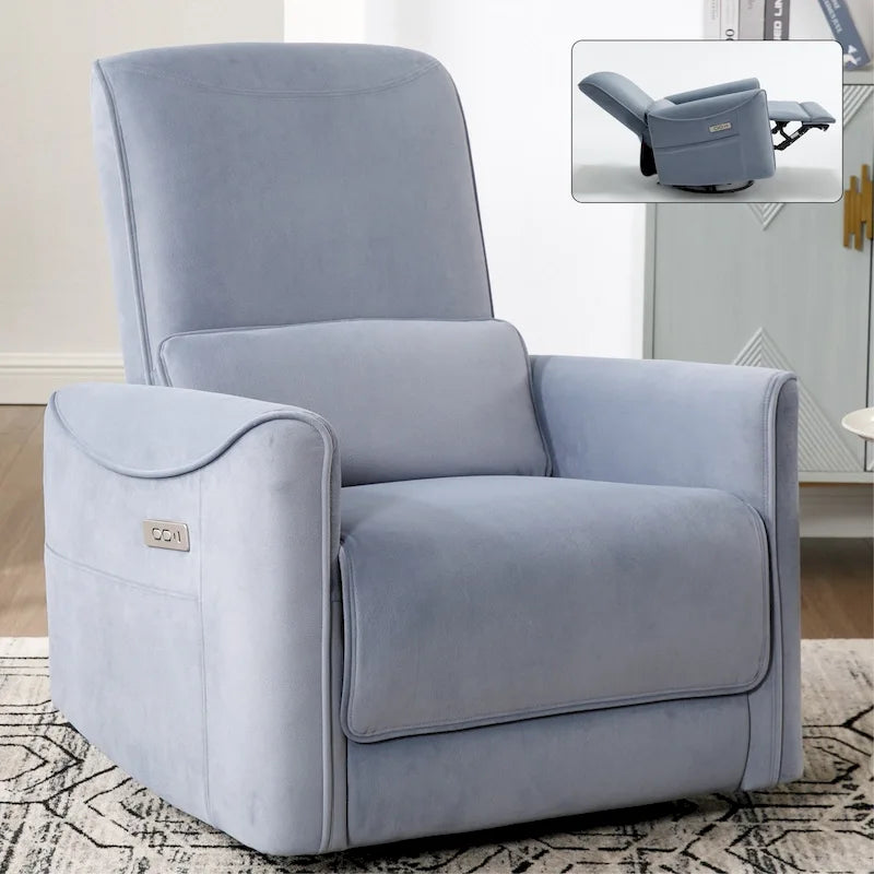 Leatheraire Swivel and Rocker Power Recliner Chair, Heavy Duty Motion Mechanism with USB and Type-C Ports