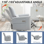 Leatheraire Swivel and Rocker Power Recliner Chair, Heavy Duty Motion Mechanism with USB and Type-C Ports