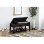 Rouen Seating Bench with Shoe Storage, Espresso