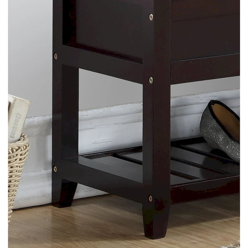 Rouen Seating Bench with Shoe Storage, Espresso