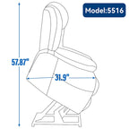 Dual Motor Infinite Position Up to 350 LBS Electric Medium size Genuine Leather Brown Power Lift Recliner Chair