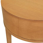 Cabana 18 Round Cane Rattan Storage Side Table, Natural Brown Oak Wood