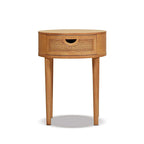 Cabana 18 Round Cane Rattan Storage Side Table, Natural Brown Oak Wood