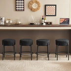 Black Modern 20 Barstools with Sturdy Hardware Support Legs (Set of 2)