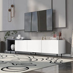 White Modern Extendable TV Stand with 3 Drawers and Shelf for TVs Up to 80