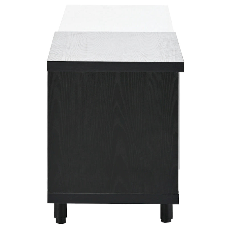 White Modern Extendable TV Stand with 3 Drawers and Shelf for TVs Up to 80