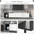 White Modern Extendable TV Stand with 3 Drawers and Shelf for TVs Up to 80
