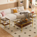 Coffee Table and End tables Set of 3, Tempered Glass Table with MDF layer, Modern Tables for Living Room , Gray Glass