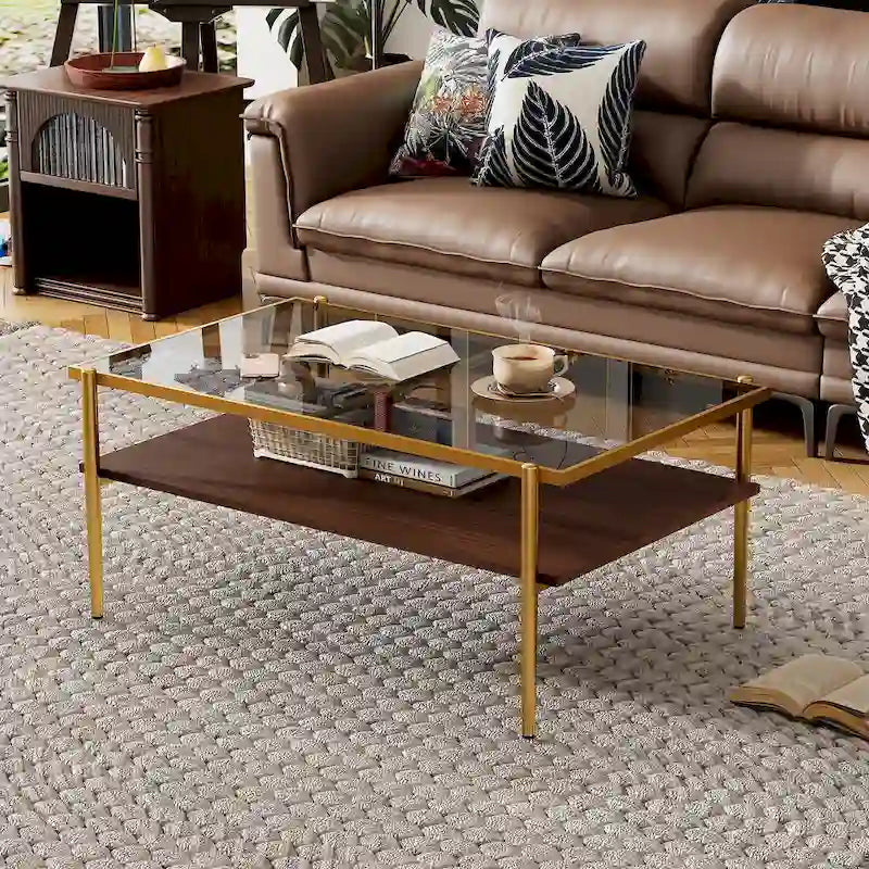 Coffee Table and End tables Set of 3, Tempered Glass Table with MDF layer, Modern Tables for Living Room , Gray Glass