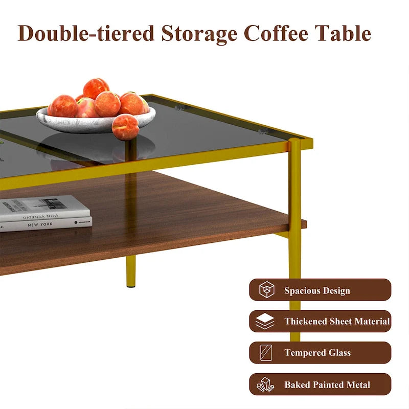 Coffee Table and End tables Set of 3, Tempered Glass Table with MDF layer, Modern Tables for Living Room , Gray Glass