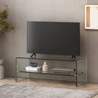 Clear 39.37 TV Stand with Open Back Design and Glass Shelf for TVs Up to 39