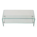 Clear 39.37 TV Stand with Open Back Design and Glass Shelf for TVs Up to 39