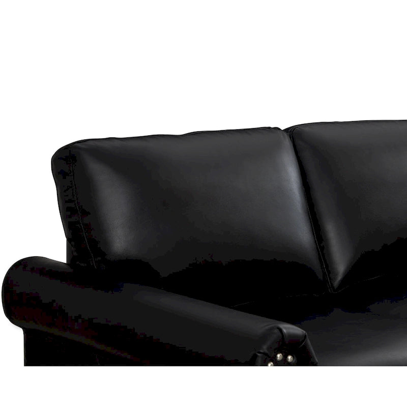 Classic 83 PU Leather Upholstered 3-Seater Sofa with Bottom Storage Box and Nailhead Decoration