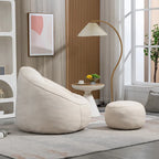 Beige Modern 40 Microfiber Accent Chair with Ottoman