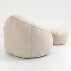 Beige Modern 40 Microfiber Accent Chair with Ottoman