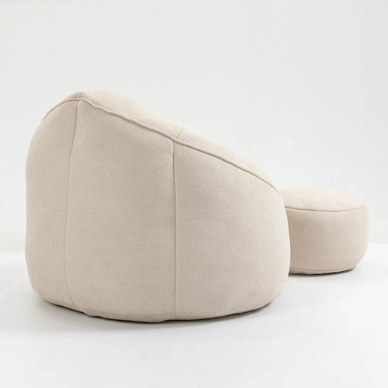 Beige Modern 40 Microfiber Accent Chair with Ottoman
