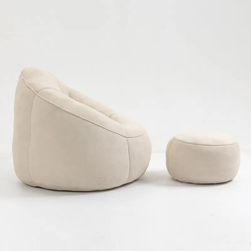 Beige Modern 40 Microfiber Accent Chair with Ottoman