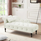 60.6 Velvet Upholstered Button Tufted Chaise Lounge Chair with Nailheads