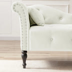 60.6 Velvet Upholstered Button Tufted Chaise Lounge Chair with Nailheads