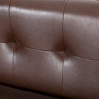 Dark Brown 80.75 Modern Button Tufted 3-Seater Sofa with Wood Legs