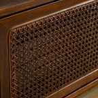59 TV Stand with Open Shelves & Rattan Doors for 65 TVs