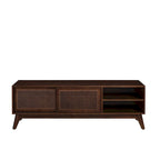 59 TV Stand with Open Shelves & Rattan Doors for 65 TVs