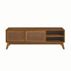 59 TV Stand with Open Shelves & Rattan Doors for 65 TVs