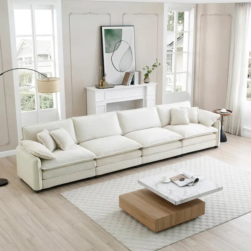 DIY Customization Corduroy Upholstered Armless Modular Sectional Sofa