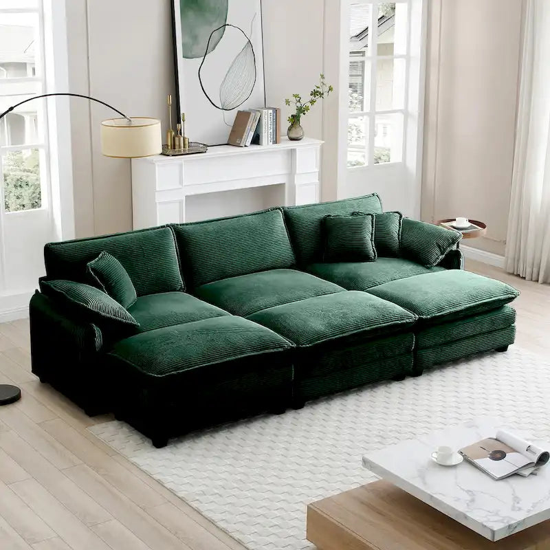 DIY Customization Corduroy Upholstered Armless Modular Sectional Sofa
