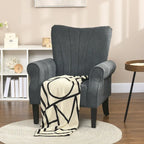 Dark Gray Modern 31.5 High Back Upholstered Arm Chair with Wood Legs