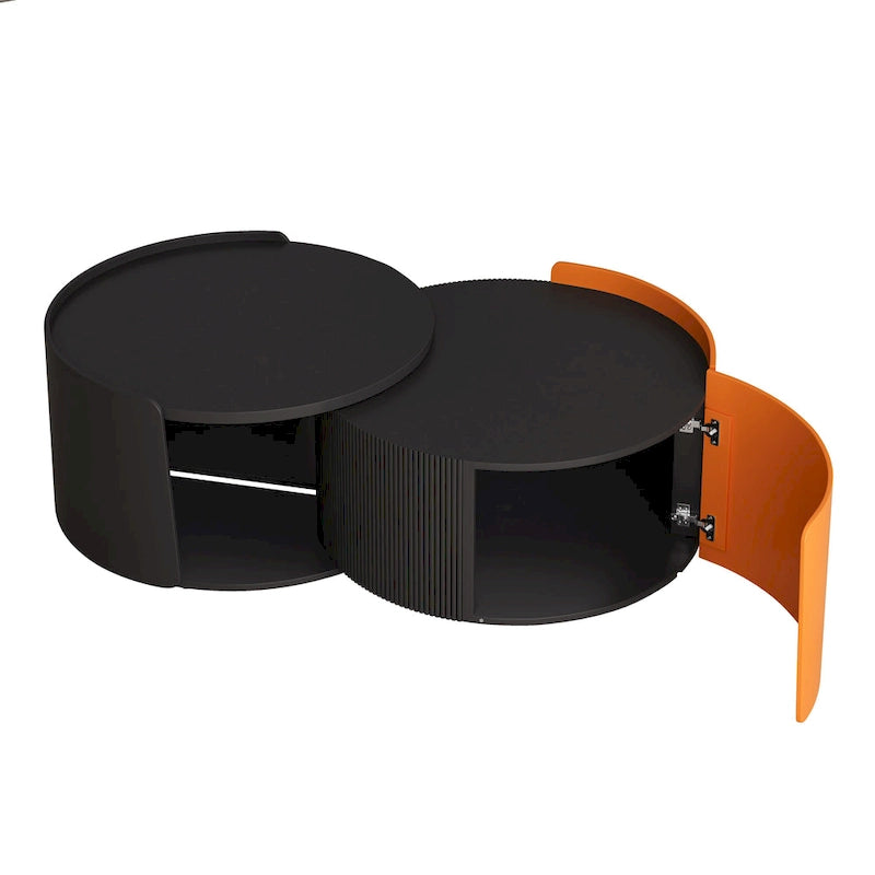 Nesting Coffee Table, Round Nesting Tables and End Tables for Small Space, Modern Side Tables with Extendable Sliding Tabletop