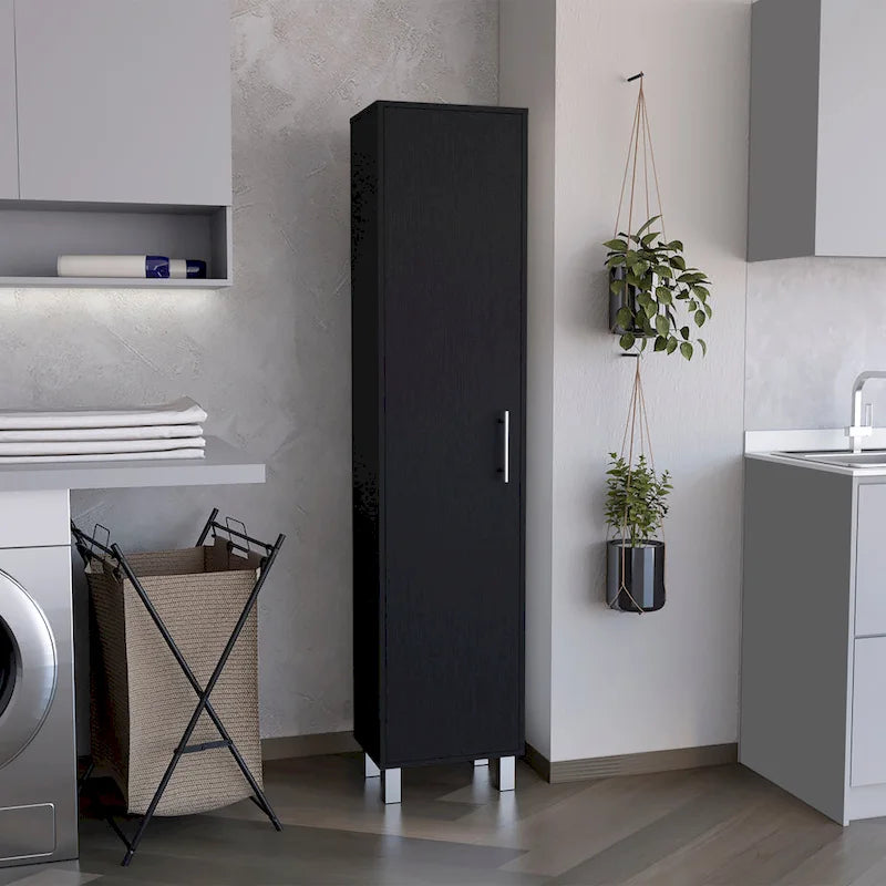 70 Tall Storage Cabinet Broom Closet with Broom Hangers,and Four Shelves