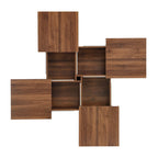 Square Marble Veneer Coffee Table Sliding Top with Storage in Walnut 39.4