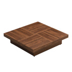 Square Marble Veneer Coffee Table Sliding Top with Storage in Walnut 39.4