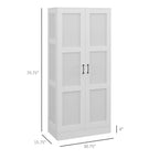 71 Tall Storage Cabinet with Movable Storage Shelves, Modern Style Pantry Cupboard Cabinet with Soft Close Doors, White