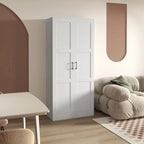 71 Tall Storage Cabinet with Movable Storage Shelves, Modern Style Pantry Cupboard Cabinet with Soft Close Doors, White