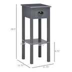 2-Tier Side Table with Drawer,Narrow End Table with Bottom Shelf