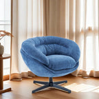Chenille Upholstered 360 Swivel Club Chair/Accent Chair with Removable Cushion, Round Office Chair with Black Metal Base