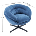Chenille Upholstered 360 Swivel Club Chair/Accent Chair with Removable Cushion, Round Office Chair with Black Metal Base