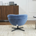 Chenille Upholstered 360 Swivel Club Chair/Accent Chair with Removable Cushion, Round Office Chair with Black Metal Base