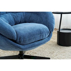 Chenille Upholstered 360 Swivel Club Chair/Accent Chair with Removable Cushion, Round Office Chair with Black Metal Base
