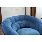 Chenille Upholstered 360 Swivel Club Chair/Accent Chair with Removable Cushion, Round Office Chair with Black Metal Base