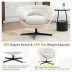 Chenille Upholstered 360 Swivel Club Chair/Accent Chair with Removable Cushion, Round Office Chair with Black Metal Base
